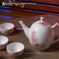 Ensemble de thé chinoise à thé en porcelaine fine à motif floral 7pcs, Ensemble de thé à la Lucky China